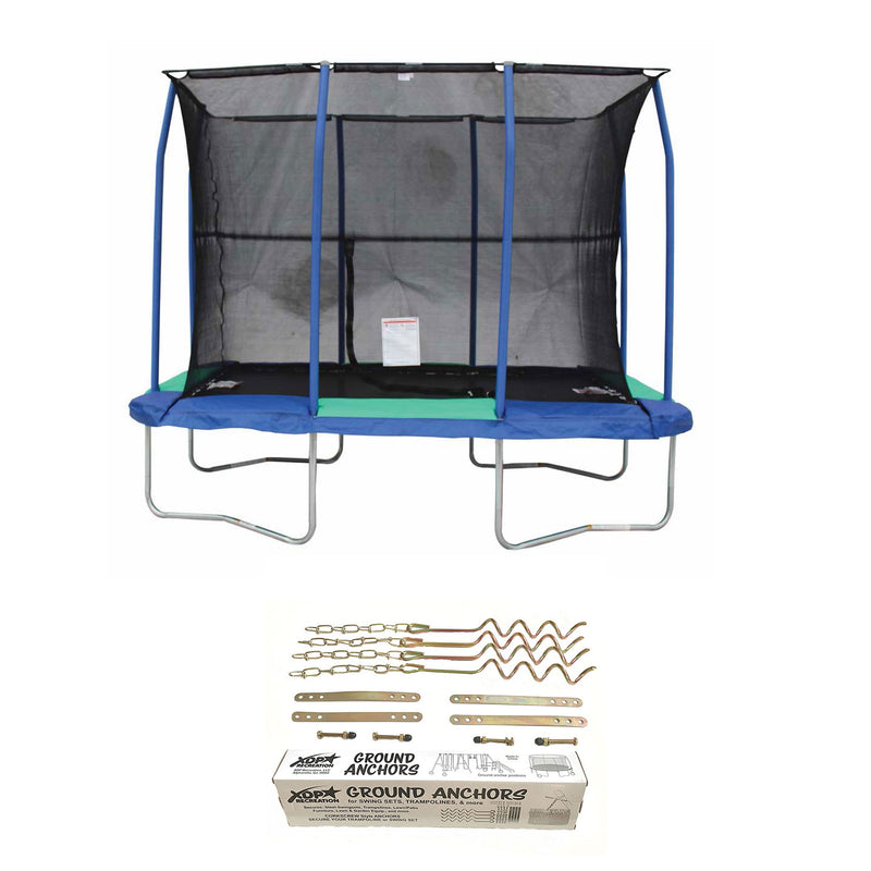 JumpKing 7 x 10 Foot Trampoline and XDP Recreation Metal Ground Anchor Kit
