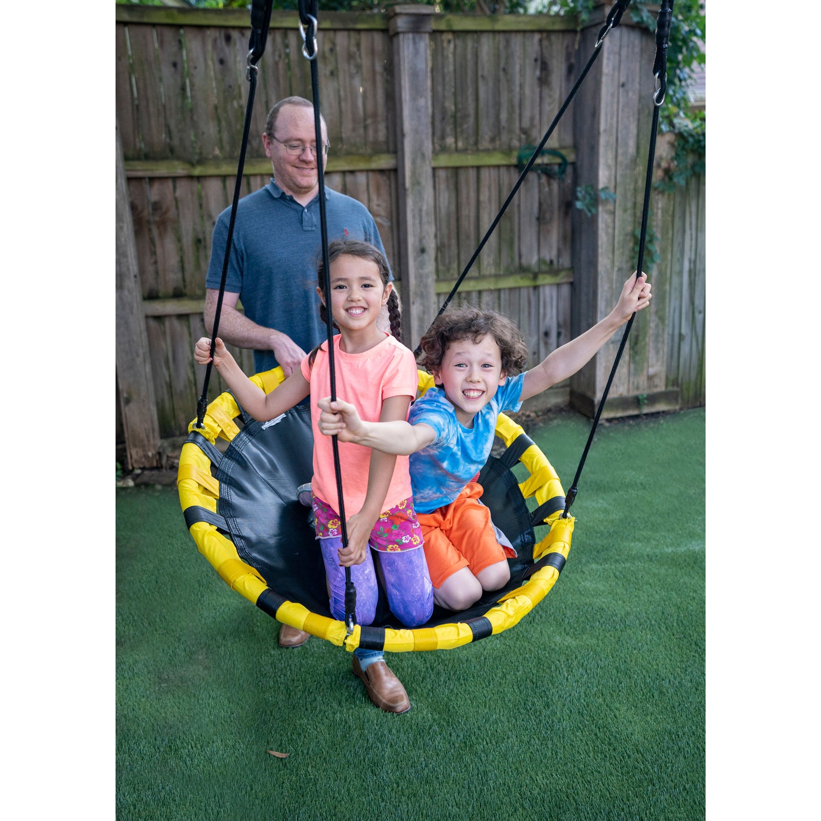 Jumpking JKBK-UFO Backyard 360 Degree Adjustable Height UFO Tree Swing, Yellow - VMInnovations
