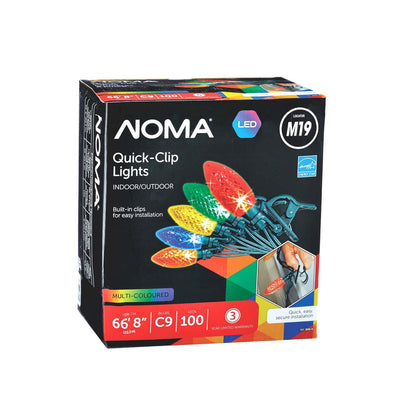 NOMA Quick Clip 66.8' LED Oudoor Christmas String Lights, 100 Multi-Color Bulbs - VMInnovations