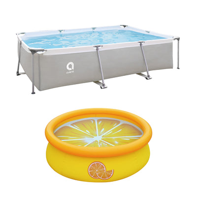 JLeisure 10 x 6.5' Rectangular Steel Frame & 3D Orange Swimming Pool (2 Pack)