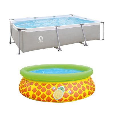JLeisure 10 x 6.5' Rectangular Steel Frame & 3D Pineapple Swimming Pool (2 Pack) - VMInnovations