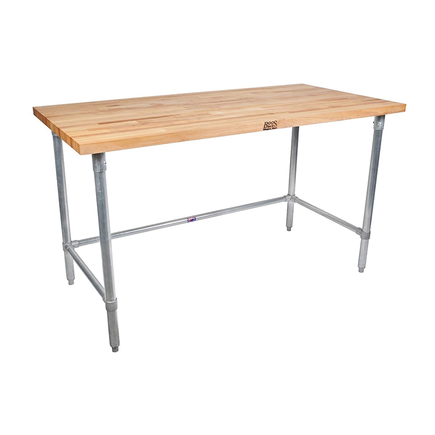 John Boos 48 Inch Maple Wood Work Table w/ Steel Base and Care Cream (3 Pack)
