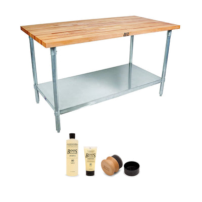 John Boos Maple Wood Top Work Table 48 x 24 x 1.5" and Board Maintenance Set - VMInnovations