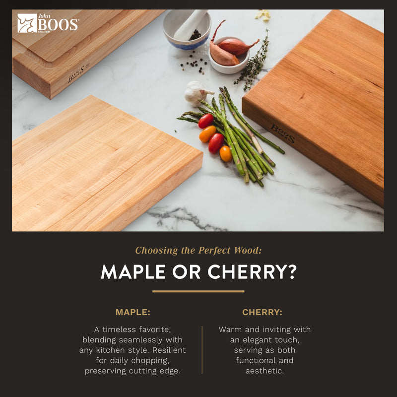 John Boos Maple Wood Edge Grain Cutting Board for Kitchen Prep, 18" x 12" x 2.25"