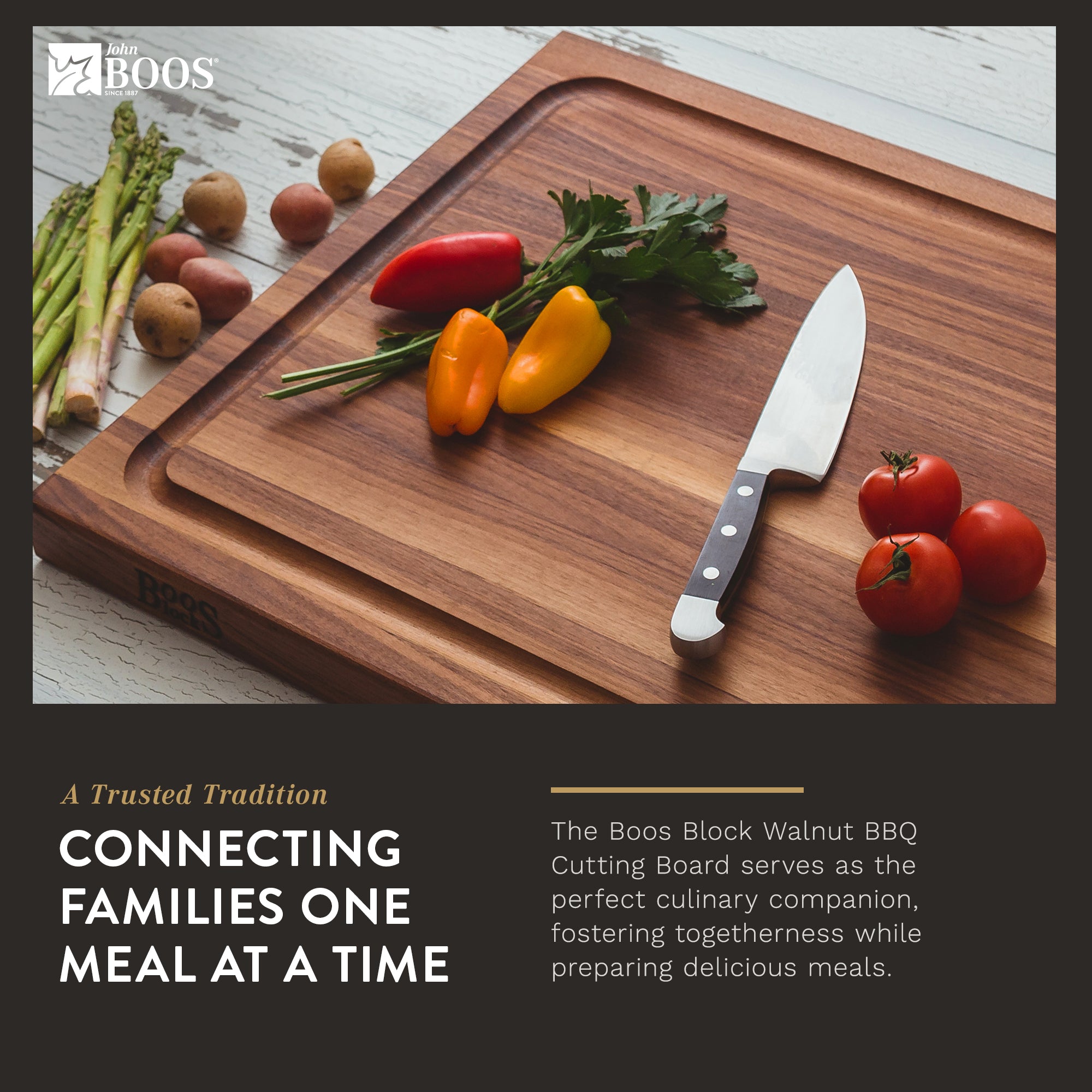 John Boos Walnut Wood Juice Groove Cutting Board w/ Boos Block Maintenance Set - VMInnovations