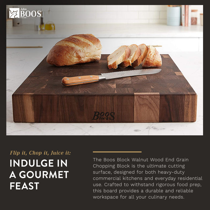 John Boos Walnut Wood Edge Grain Chopping Block, 18 x 18 x 3 Inches (Open Box)