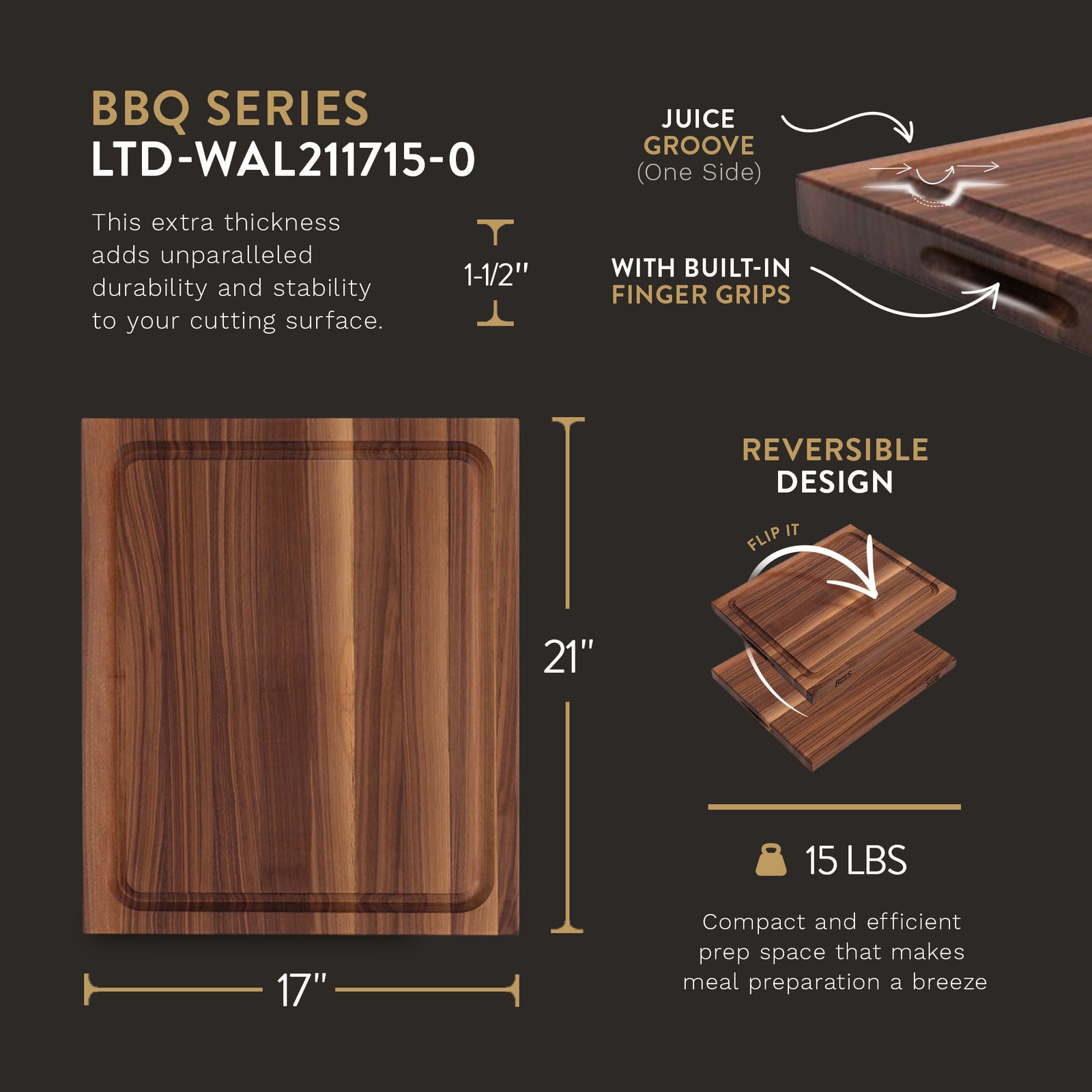 John Boos Walnut Wood Juice Groove Cutting Board w/ Boos Block Maintenance Set - VMInnovations