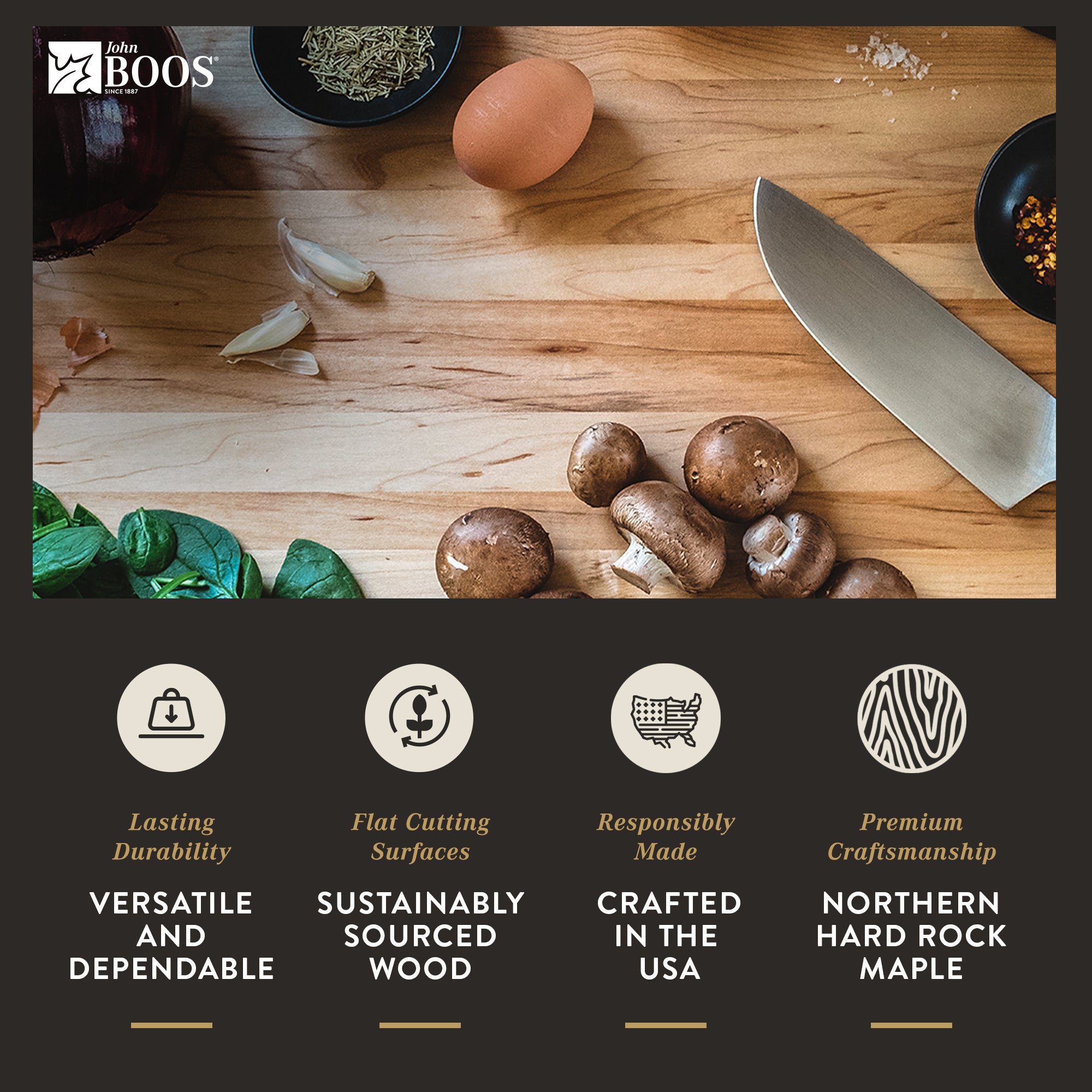 John Boos Maple Wood Edge Grain Reversible Cutting Board, 18"x12"x1.5"(Used) - VMInnovations