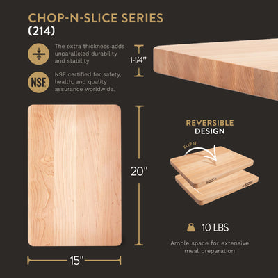 John Boos Chop N Slice Large Maple Wood End Grain Cutting Board, 20"x15"x1.25"