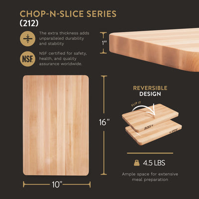 John Boos Maple Wood Chop N Slice Cutting Board, 16 x 10 x 1 Inches (Used)