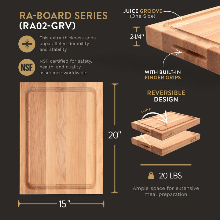 John Boos Maple Wood Edge Grain Cutting Board, 20 x 15 x 2.25 Inches (Open Box)
