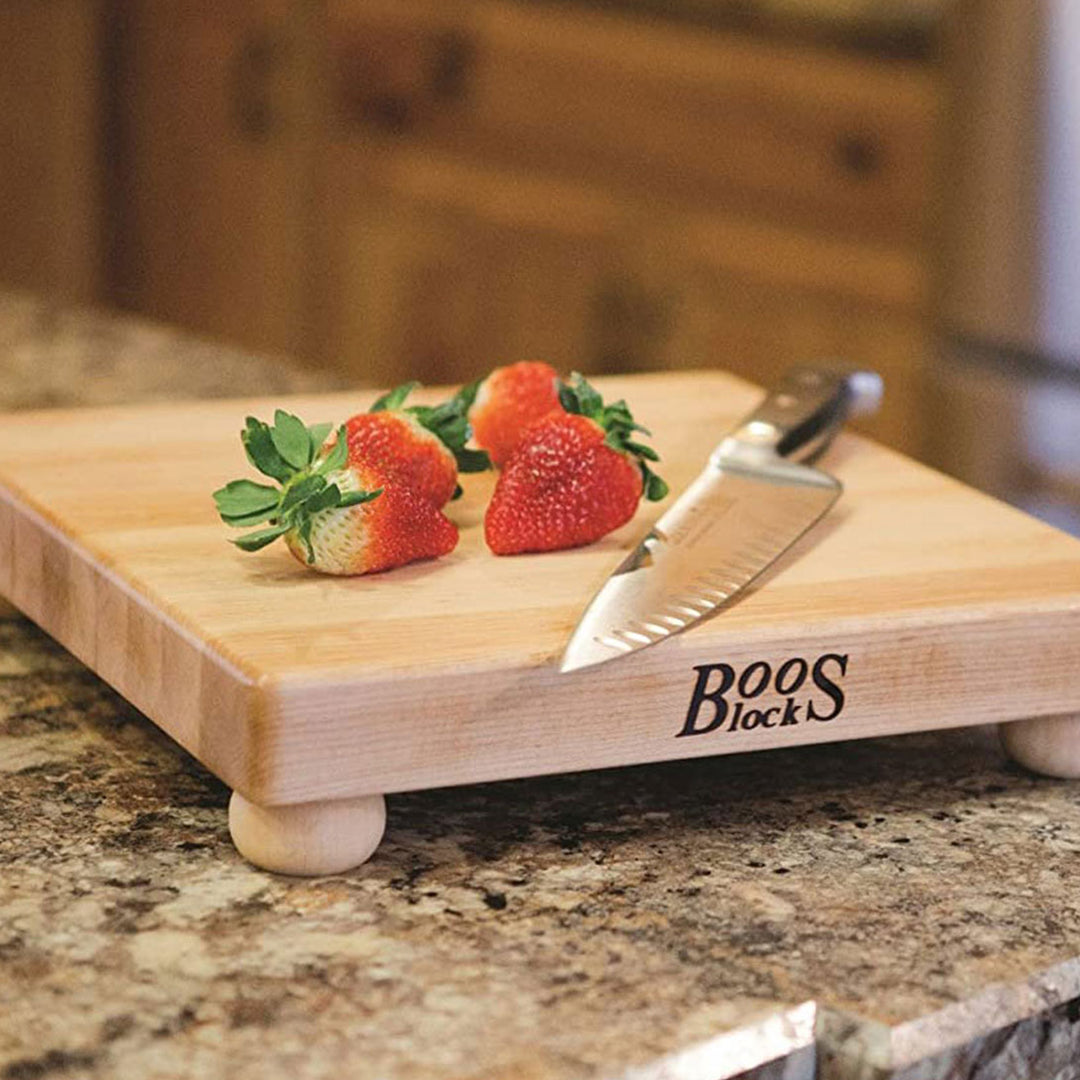 John Boos Small Maple Wood Edge Grain Cutting Board for Kitchen,12" x 12" x 1.5"