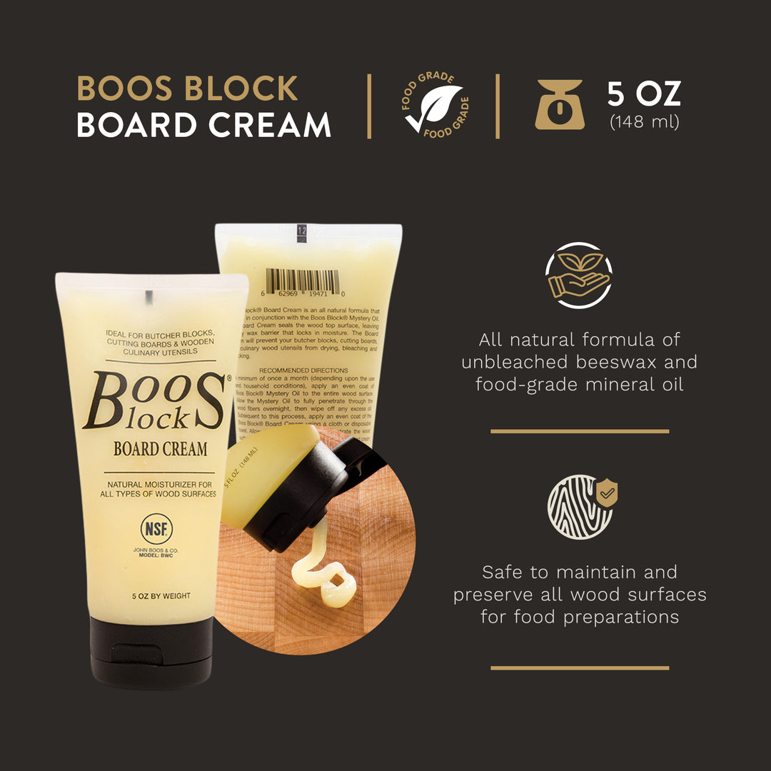 John Boos 3 Piece Maintenance Set with Mystery Oil, Board Cream, and Applicator