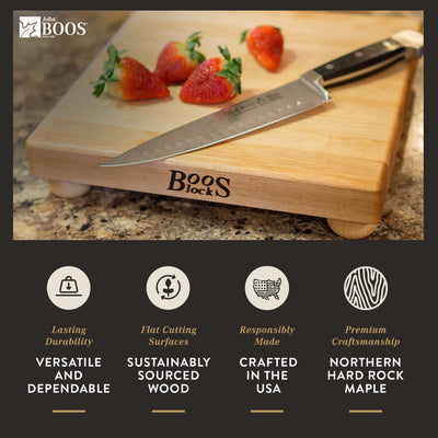 John Boos Small Maple Wood Edge Grain Cutting Board for Kitchen,12" x 12" x 1.5"