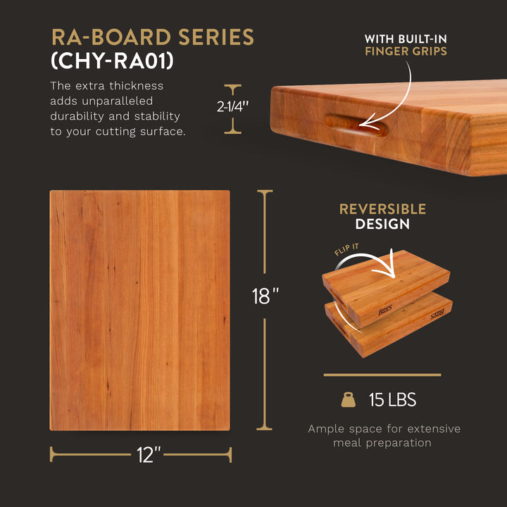 John Boos Cherry Wood End Grain Cutting Board for Kitchen Prep,18" x 12" x 2.25"