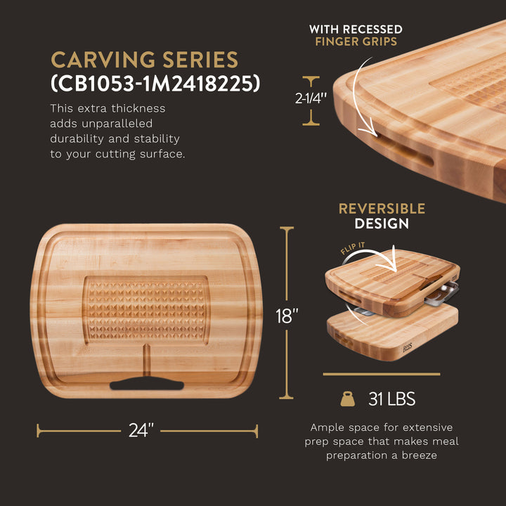 John Boos Block 24" Carving Board with Juice Groove and Pan Maple Wood(Open Box)