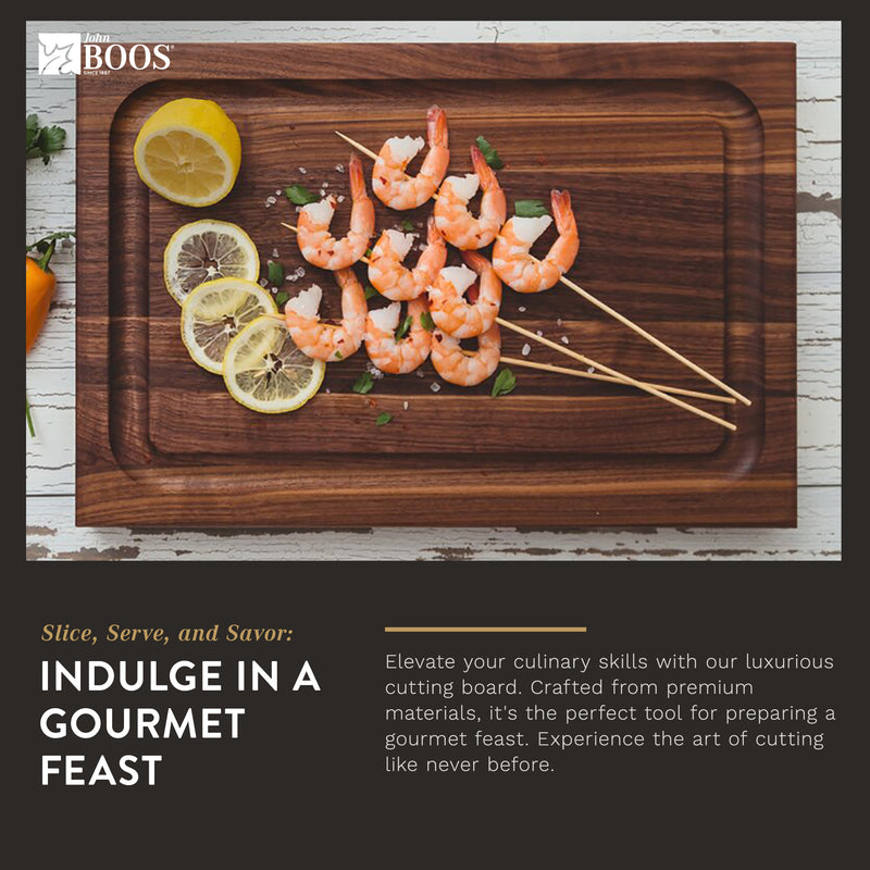 John Boos 18" Barbecue Carving Cutting Board w/ Juice Groove, Walnut (Open Box)