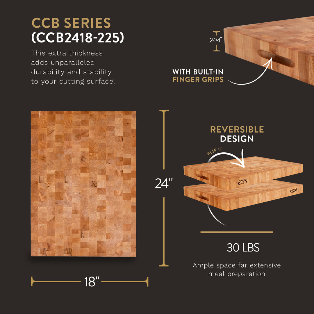 John Boos Large Maple Wood End Grain Cutting Board for Kitchen 20" x 15" x 2.25" - VMInnovations