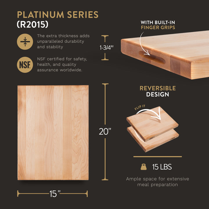 John Boos Platinum Commercial Series Maple 20 x 15" Cutting Board (Open Box)