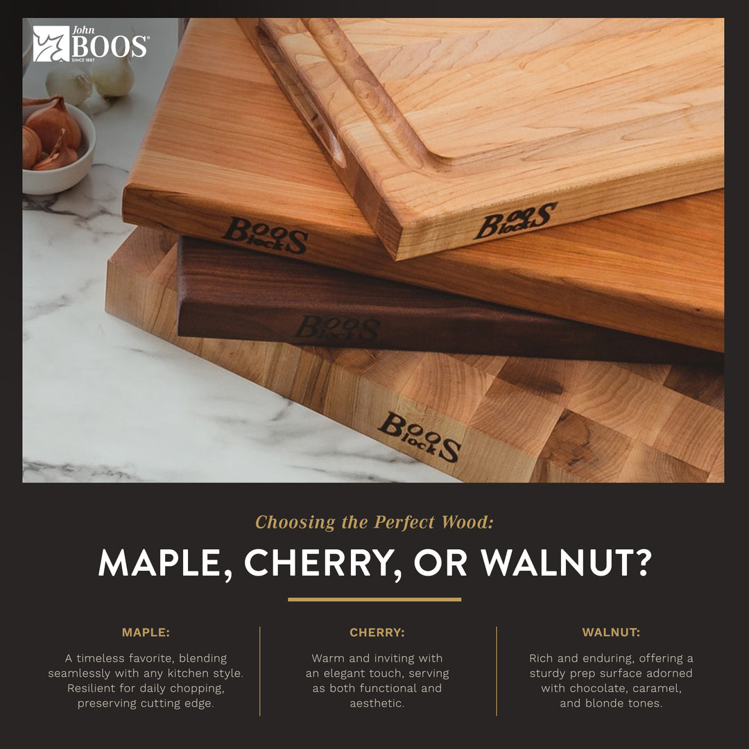 John Boos Chop N Slice Large Maple Wood Edge Grain Cutting Board, 20"x14"x1.25"