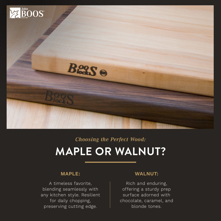 John Boos Small Walnut Wood Edge Grain Cutting Board for Kitchen, 9" x 9" x 1.5"