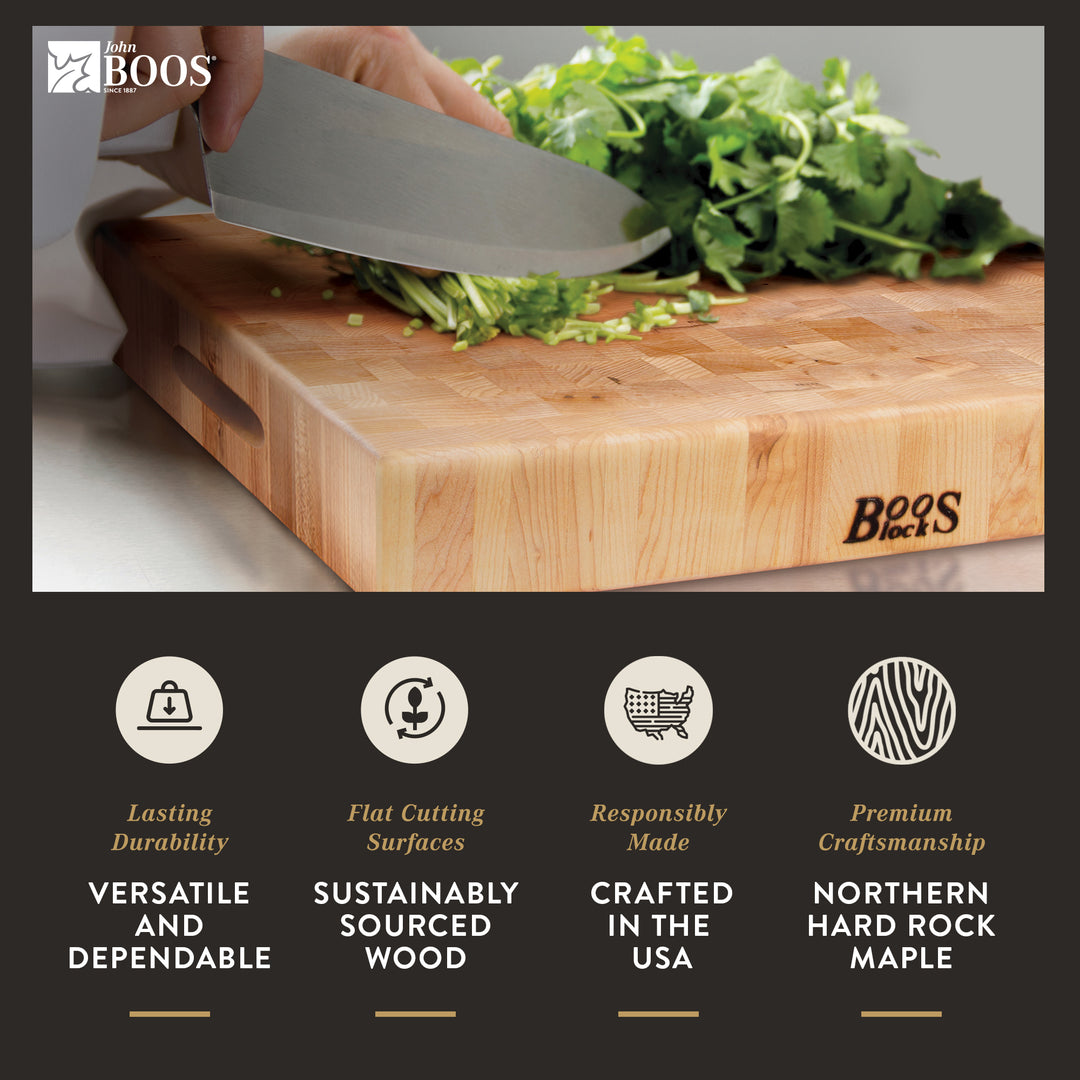 John Boos Maple Wood End Grain Cutting Board for Kitchen 18"x18"x2.25"(Open Box)