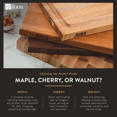 John Boos Small Maple Wood End Grain Cutting Board for Kitchen 18" x 18" x 2.25"