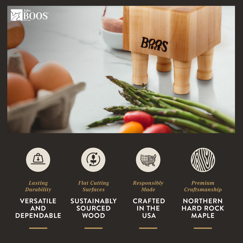 John Boos MC Series Square Wood Cutting Board with Feet, 6" x 6", Maple