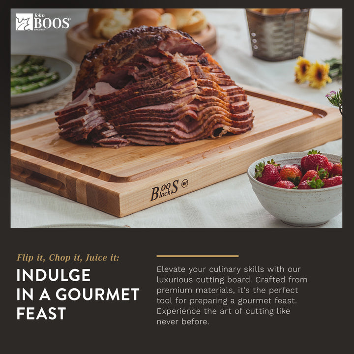 John Boos Large Maple Wood Edge Grain Reversible Cutting Board, 24" x 18" x 1.5"
