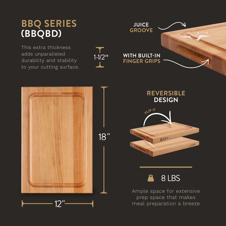 John Boos Block 12" Cutting/Carving Board with Juice Groove, Maple (Open Box)