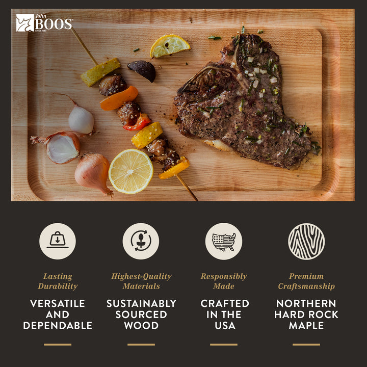 John Boos Block BBQBD 12" Cutting/Carving Board w/Juice Groove, Maple Wood(Used) - VMInnovations