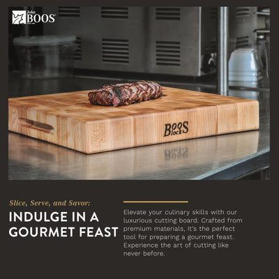 John Boos Small Maple Wood End Grain Cutting Board for Kitchen, 12" x 12" x 3"