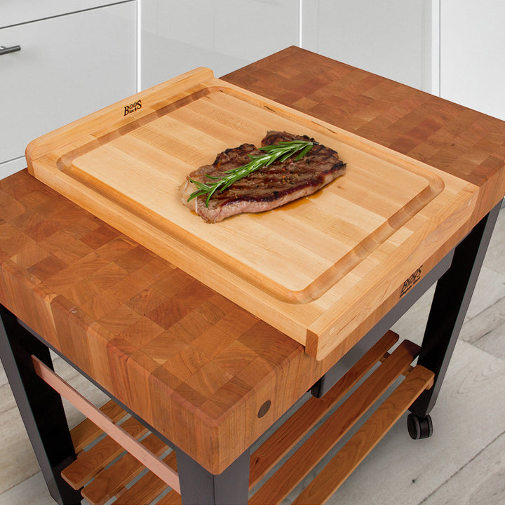 John Boos Countertop Reversible Wood Cutting Board with Juice Groove, Maple