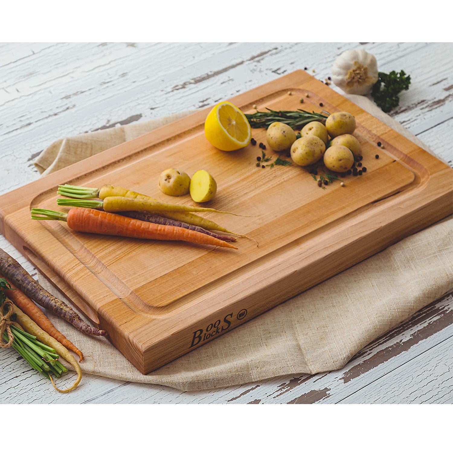 John Boos Block BBQBD 12" Cutting/Carving Maple Wood Board & Maintenance Set - VMInnovations