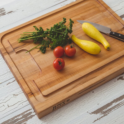 John Boos Maple Wood 21 Inch Reversible Au Jus Carving Board & 3 Piece Care Set - VMInnovations