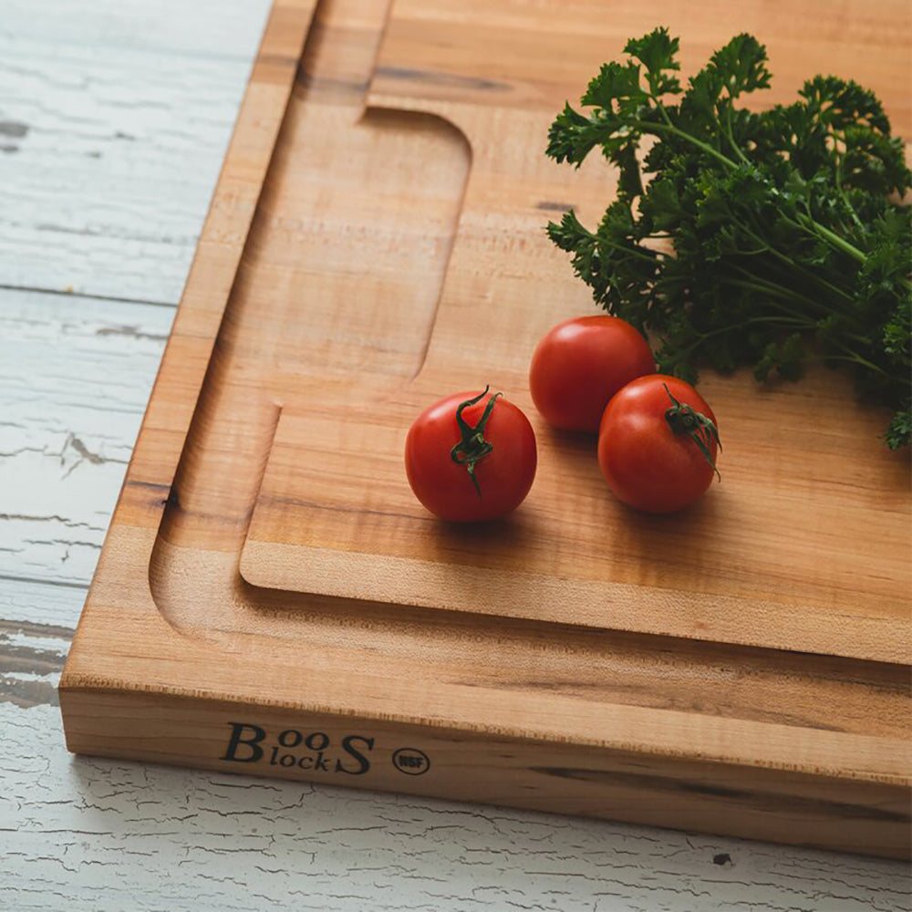 John Boos Maple Wood 21 Inch Reversible Au Jus Carving Board & 3 Piece Care Set - VMInnovations