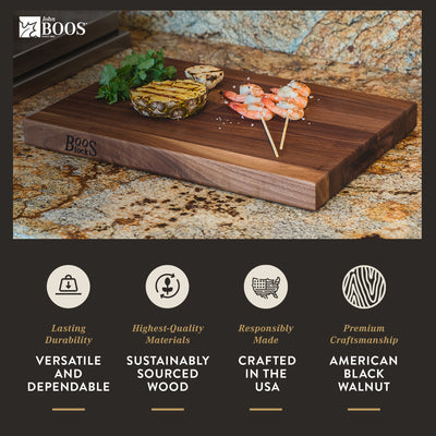 John Boos Walnut Wood Edge Grain Reversible Cutting Board, 20 x 15 x 1.5 Inches