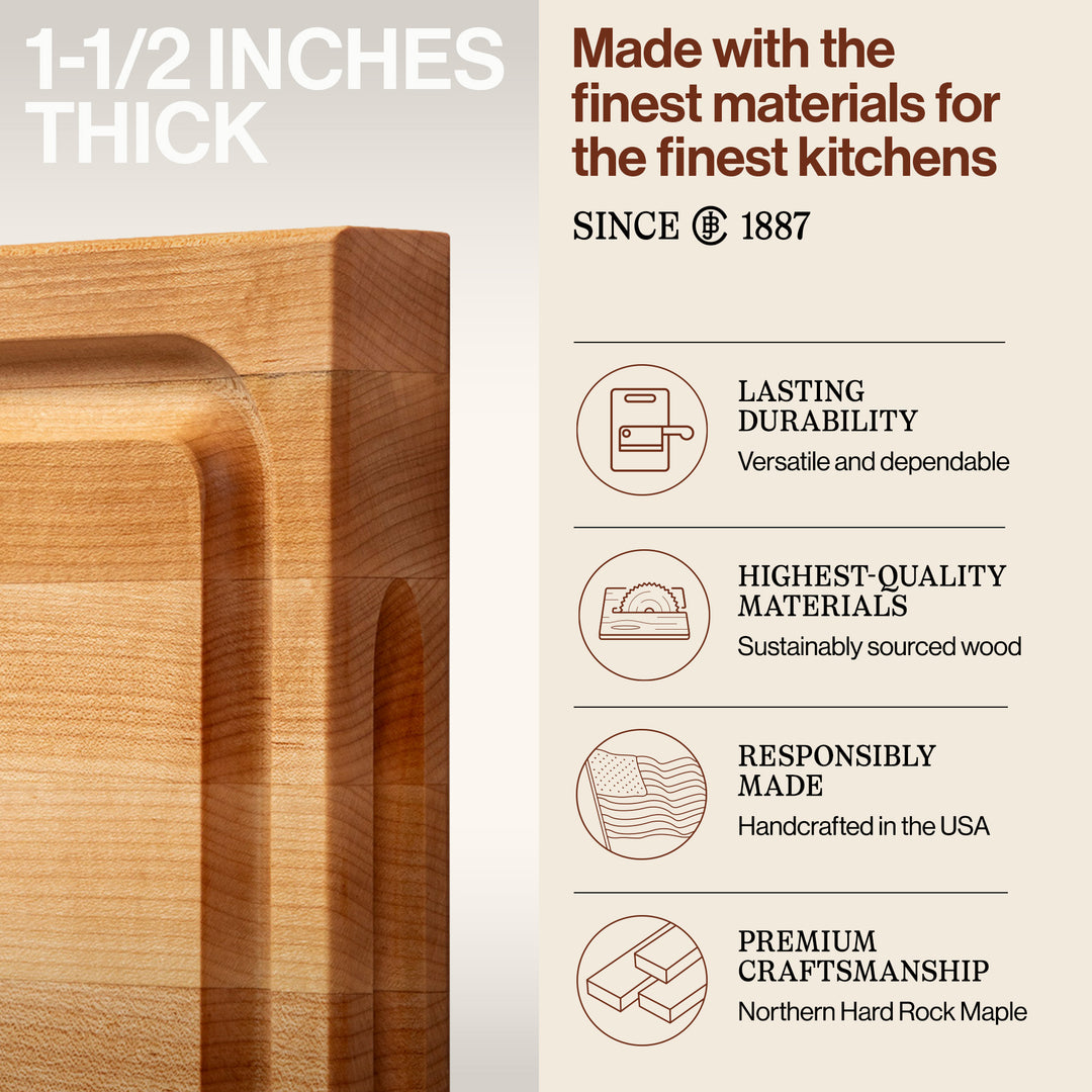 John Boos BBQ Collection Reversible Wood Cutting Board w/Juice Groove, Maple - VMInnovations