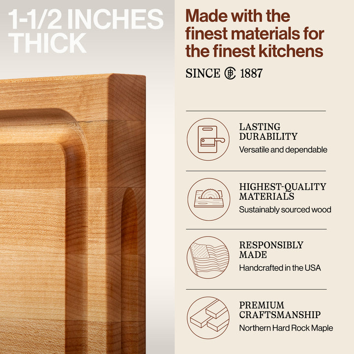 John Boos BBQ Collection Reversible Wood Cutting Board w/Juice Groove, Maple - VMInnovations
