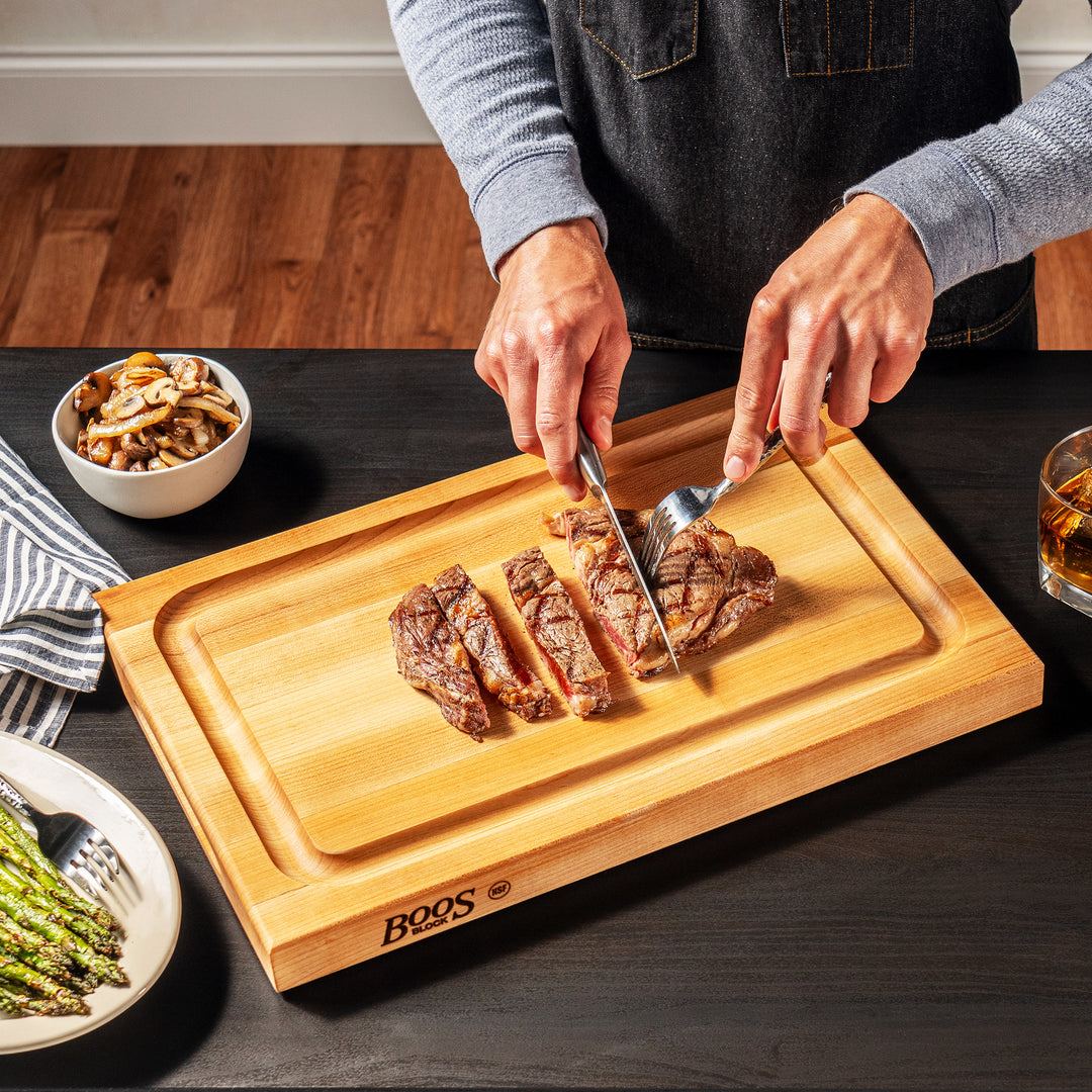 John Boos BBQ Collection Reversible Wood Cutting Board w/Juice Groove, Maple - VMInnovations