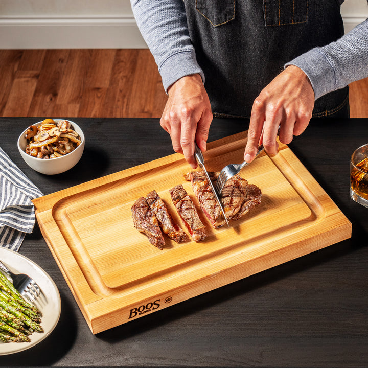 John Boos BBQ Collection Reversible Wood Cutting Board w/Juice Groove, Maple - VMInnovations