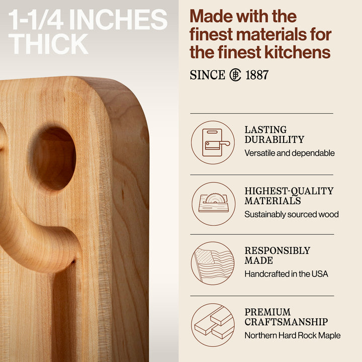John Boos Prestige Maple Wood Edge Grain Kitchen Cutting Board,18" x 12" x 1.25" - VMInnovations