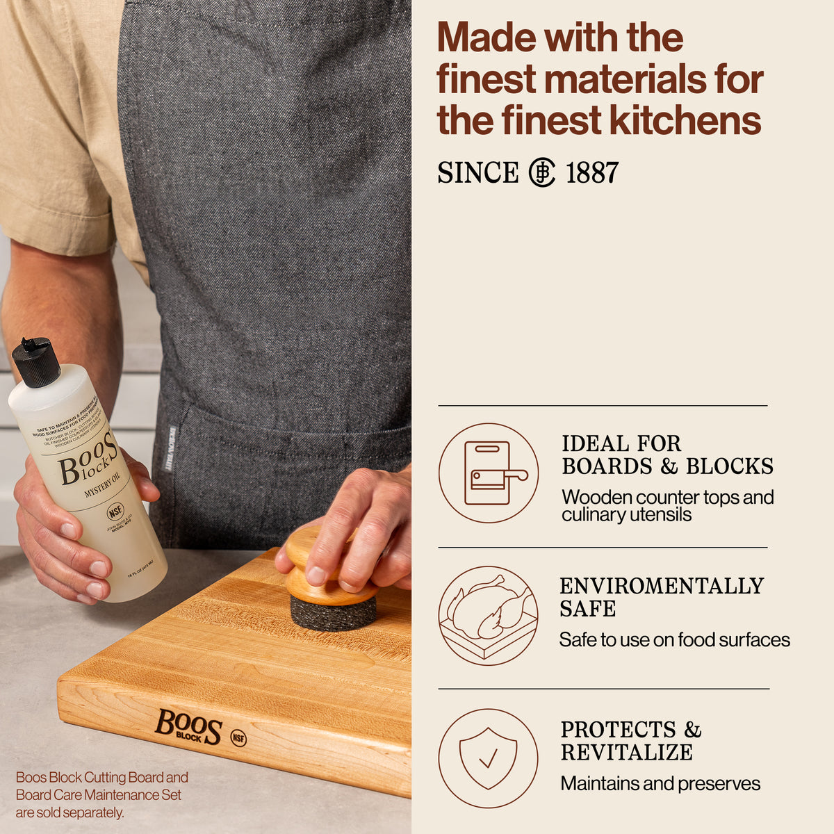 John Boos Maple 18" x 12" and 20" x 15" Carving Boards with 3 Piece Care Set