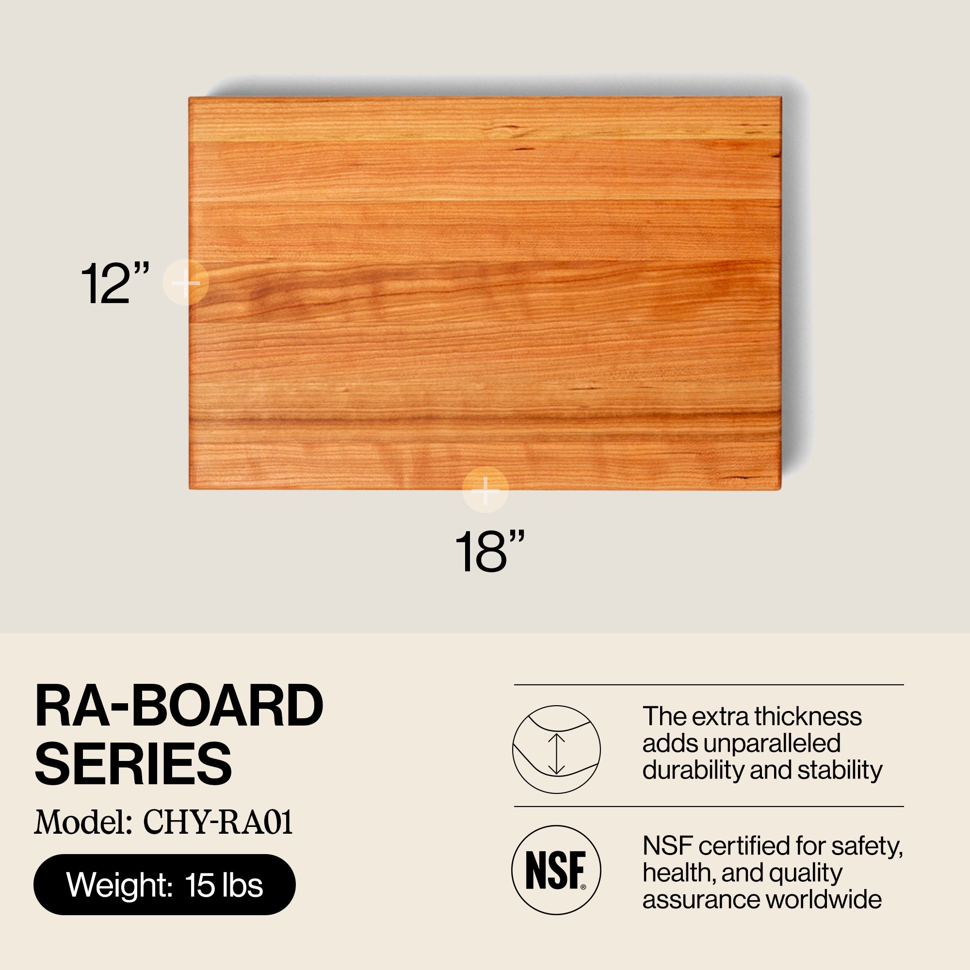 John Boos Cherry Wood End Grain Cutting Board,18" x 12" x 2.25" (Used) - VMInnovations