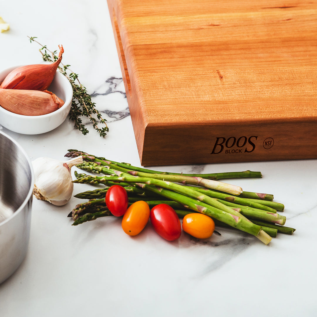 John Boos Cherry Wood End Grain Cutting Board for Kitchen Prep,18" x 12" x 2.25"