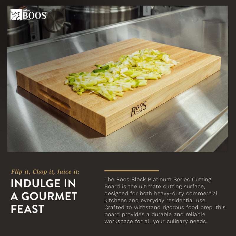 John Boos Platinum Series Reversible Wood Cutting Board, 24"x18"x1 3/4", Maple