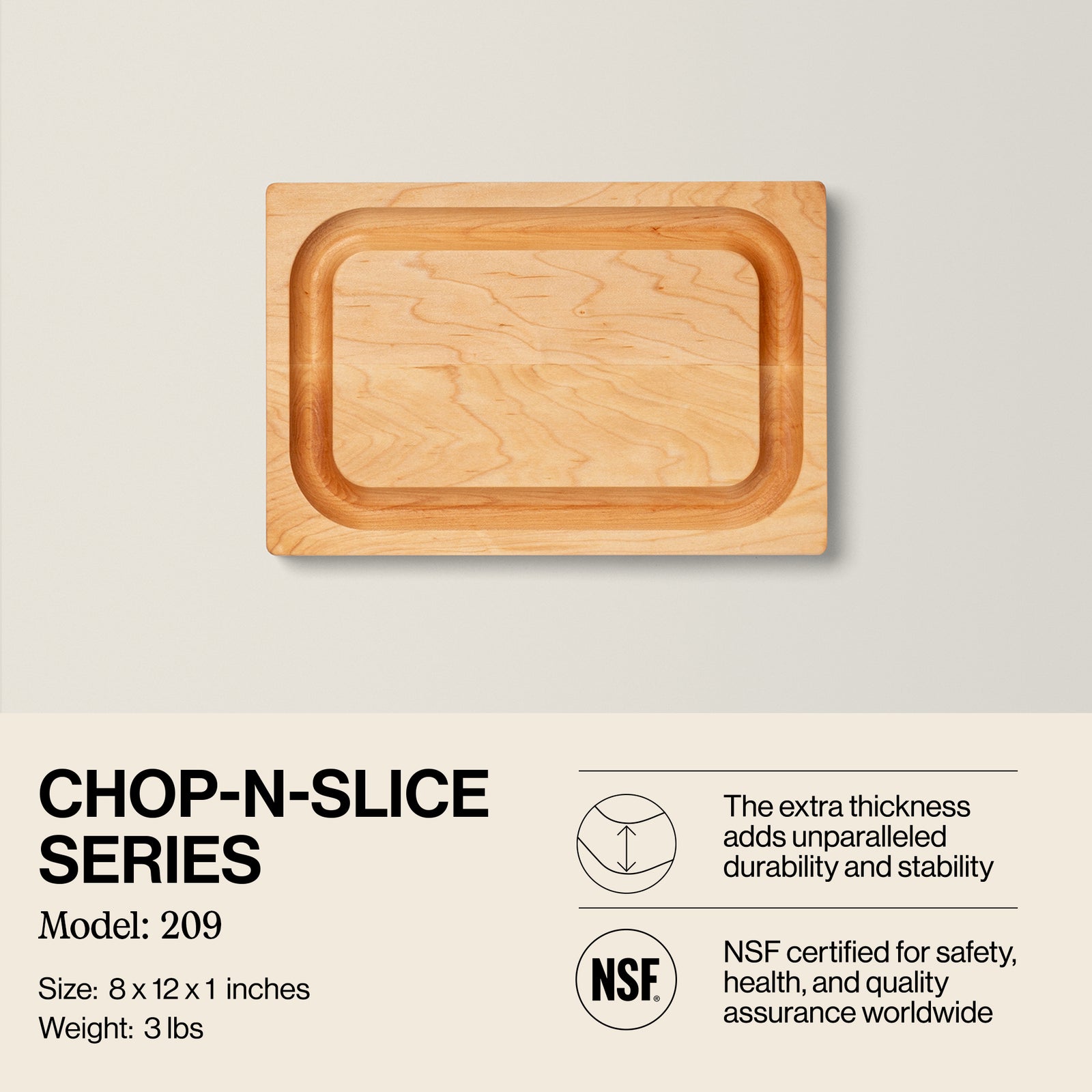 John Boos Block Chop-N-Slice 8 x 12" Maple Wood Reversible Cutting Board (Used) - VMInnovations