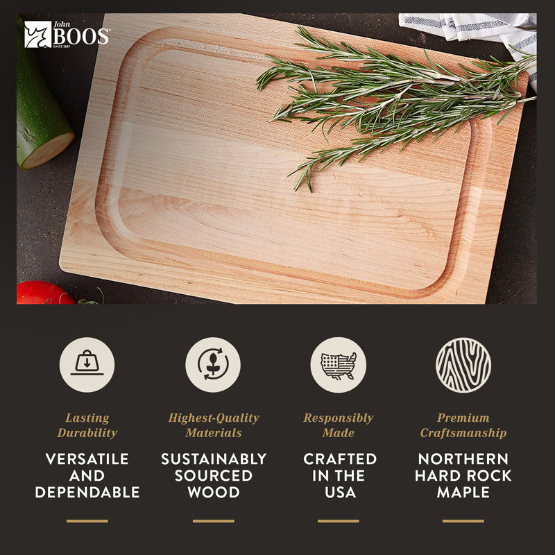 John Boos Chop N Slice Maple Wood Edge Grain Cutting Board, 8" x 12" x 1.25"