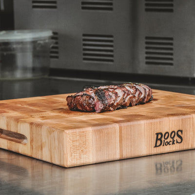 John Boos Large Maple Wood End Grain Cutting Board, 18" x 18" x 3" (Used) - VMInnovations