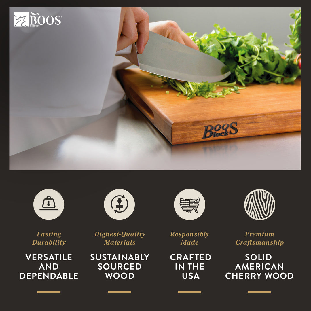 John Boos Cherry Wood Edge Grain Reversible Cutting Board, 20 x 15 x 1.5 Inches